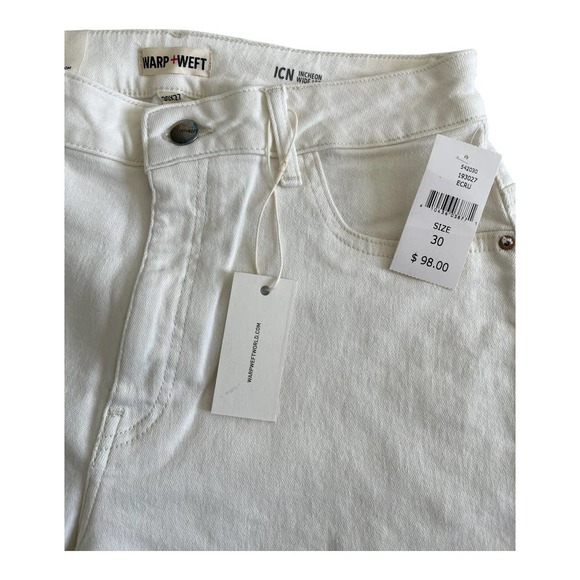 Warp + Weft Regular Wide-Leg High-Rise Jeans White Size US 30 - Picture 4 of 6